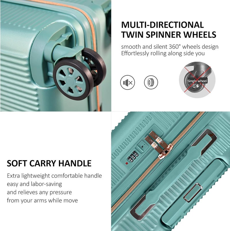 SENATOR Hard Case Extra Large Checked Luggage Trolley For Unisex ABS Lightweight 4 Double Wheeled Suitcase With Built In TSA Type Lock A5123 Green - Image 5